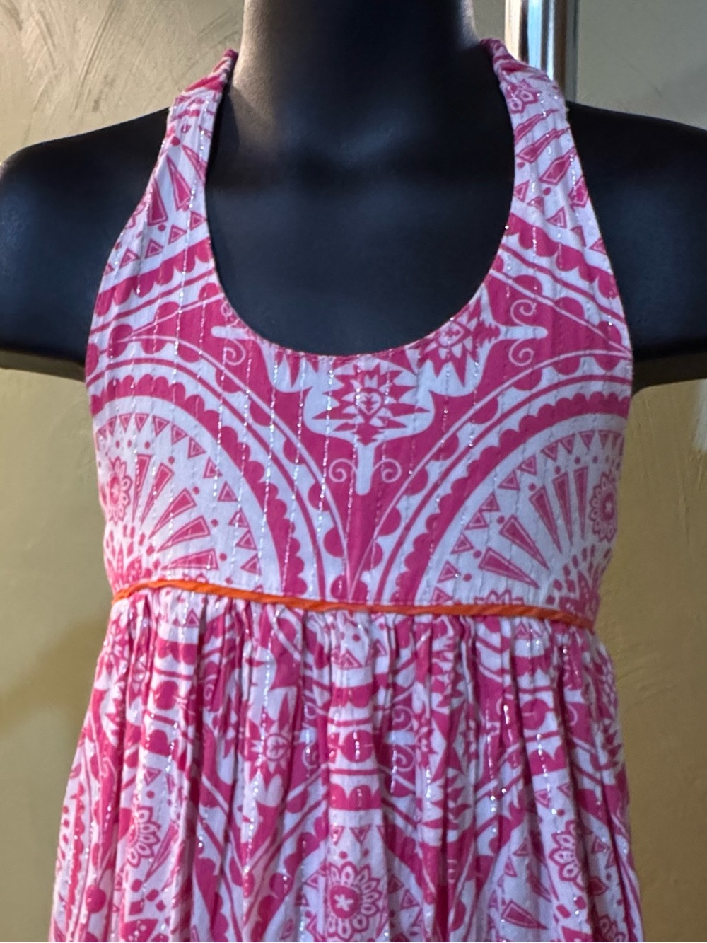 The Children’s Place Girls Pink White Medallion Halter Sundress Size 6 (Small) - Picture 2 of 12